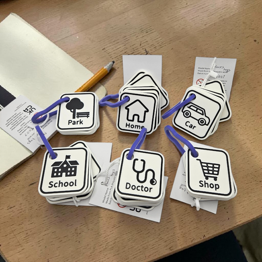 3D Printed Place Tags – SEN Visual Communication Set (6 tags)